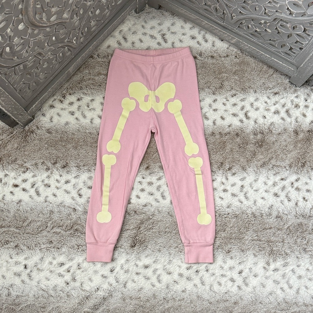 Gymboree pink glow in the dark skeleton pants girls 3T Halloween trick or treat